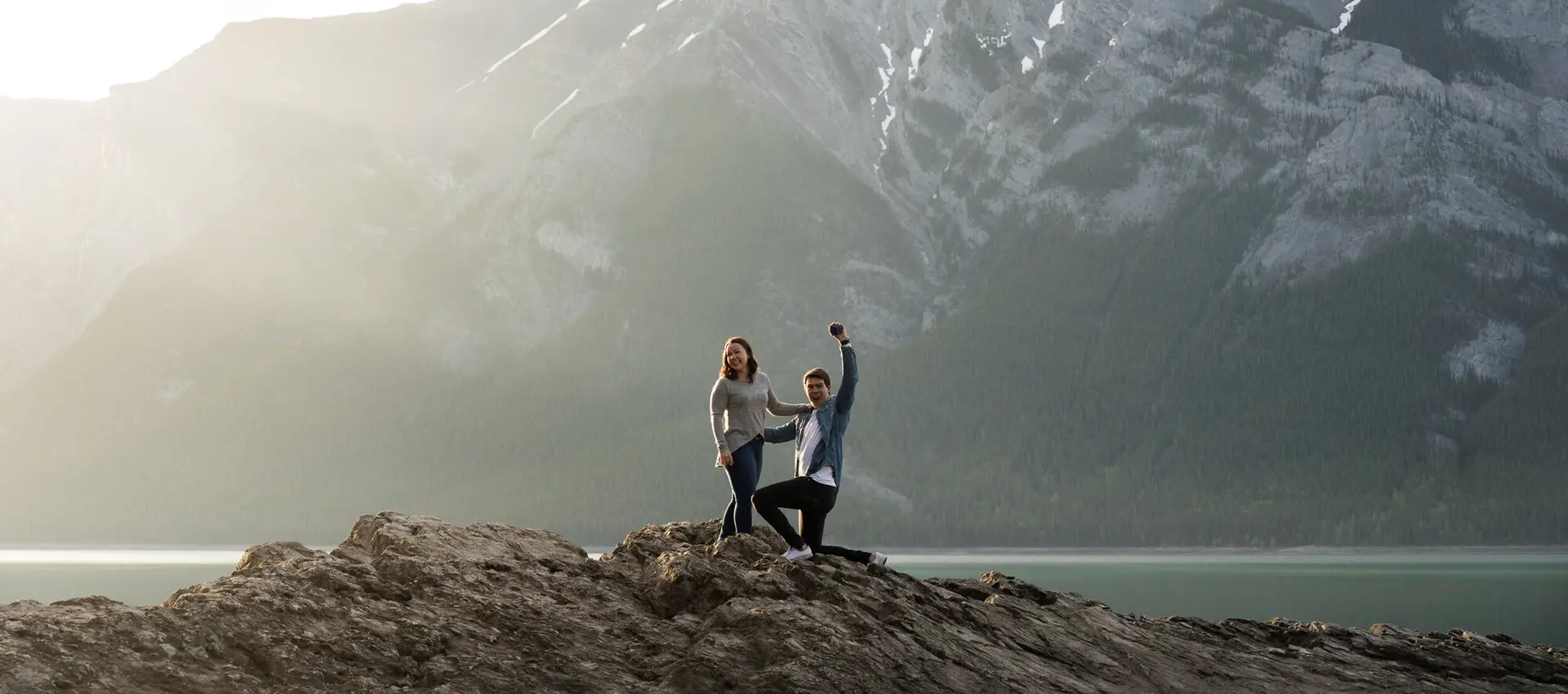 Discover stunning proposal destinations in Alberta and British Columbia's scenic mountainous areas like Canmore